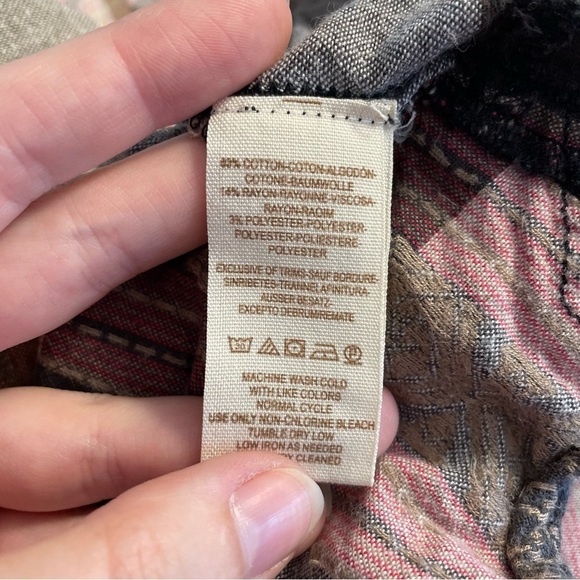 Free People Patchwork Plaid Button Down Long Sleeve Top Medium - Picture 4 of 7